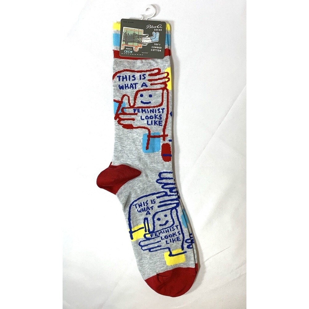NEW Blue Q Crew Socks Mens Political Liberal Feminist GIFT w/ Tag